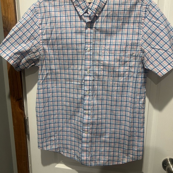 Dockers Casual Blue and Pink Checkered Button Down Short Sleeve Shirt - Picture 1 of 3